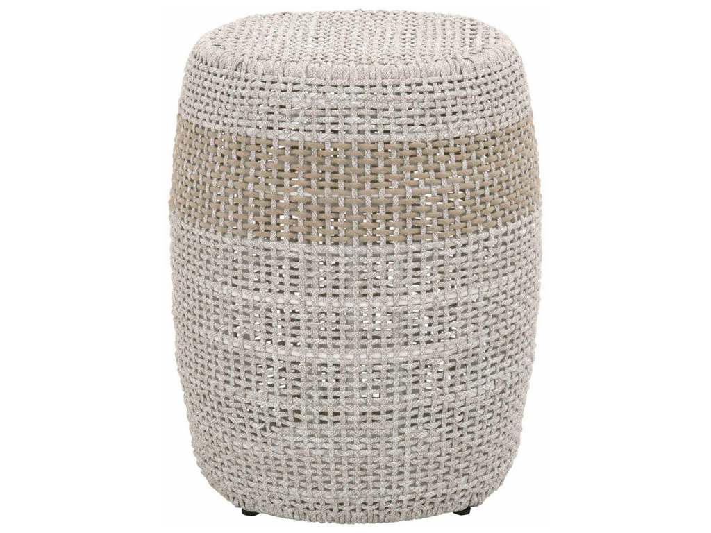Essentials For Living 6818.WTA  Loom Accent Table in Taupe and White Flat Rope Taupe Stripe