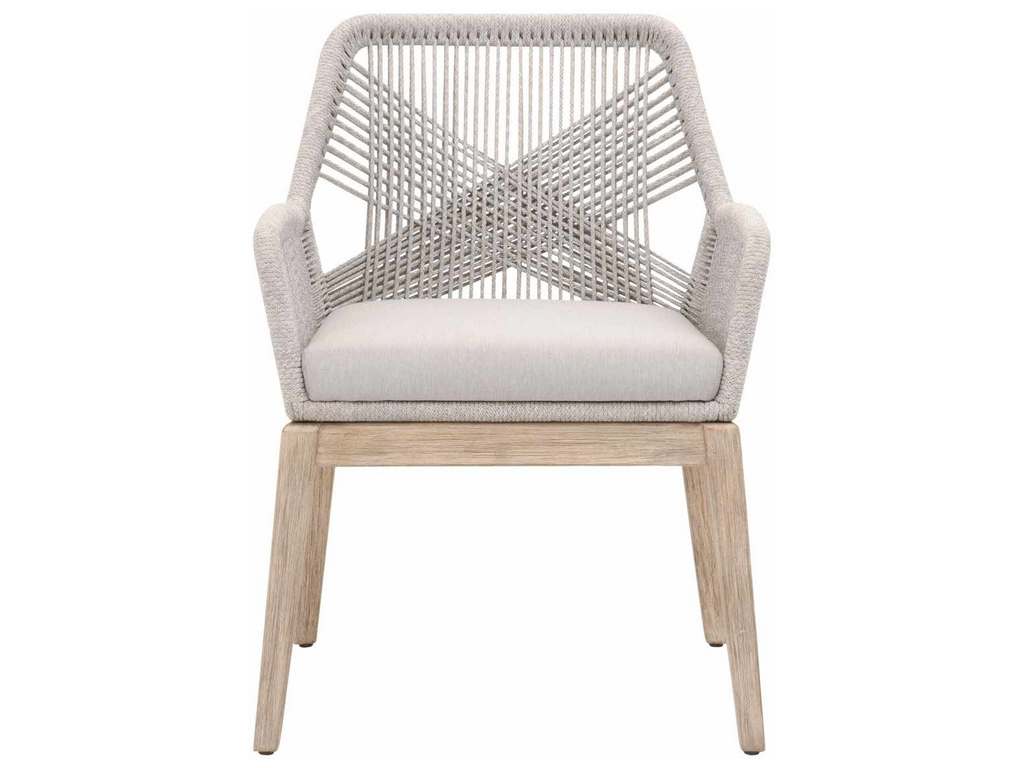 Essentials for Living 6809KD.WTA/FPUM/NG Loom Arm Chair in Taupe and White Flat Rope Performance Pumice Natural Gray Mahogany Essentials for Living 6809KD.WTA/FPUM/NG Loom Arm Chair in Taupe and White Flat Rope Performance Pumice Natural Gray Mahogany