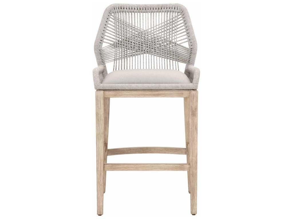 Essentials for Living 6808BS.WTA/PUM/NG  Loom Barstool in Taupe and White Flat Rope Performance Pumice Natural Gray Mahogany