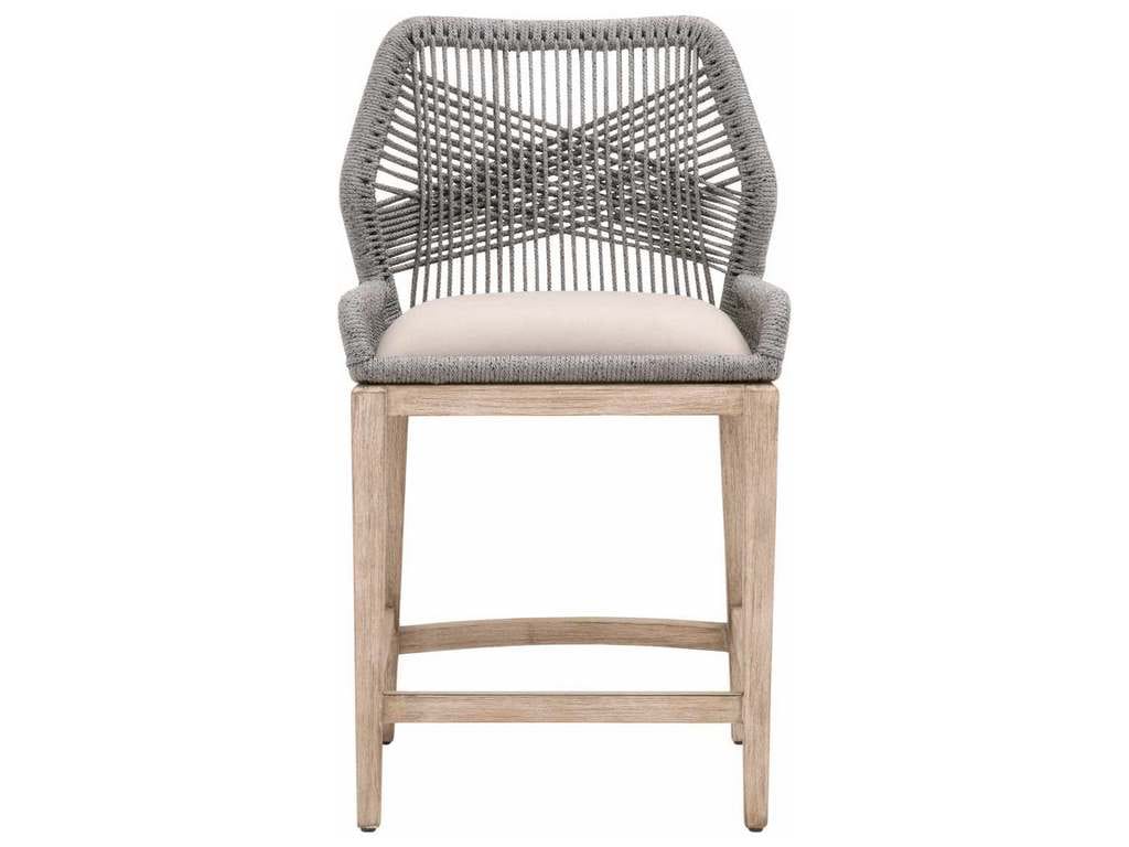 Essentials for Living 6808CS.PLA/LGRY/NG  Loom Counter Stool in Platinum Rope Light Gray Natural Gray Mahogany