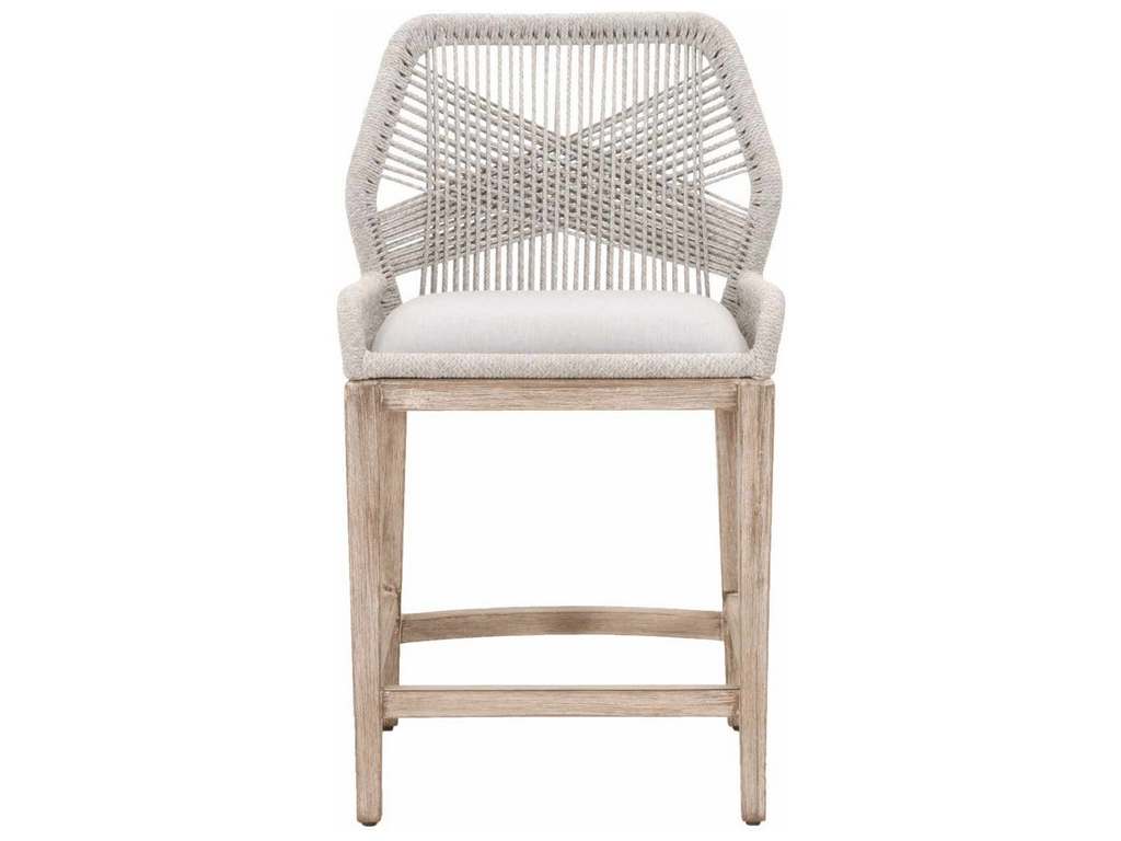 Essentials for Living 6808CS.WTA/PUM/NG  Loom Counter Stool in Taupe and White Flat Rope Performance Pumice Natural Gray Mahogany