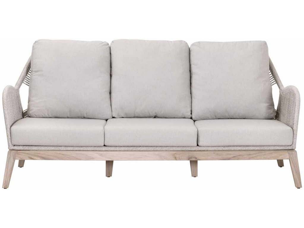 Essentials for Living 6817-3.WTA/PUM/GT  Loom Outdoor 79 inch Sofa in Taupe and White Flat Rope Performance Pumice Gray Teak