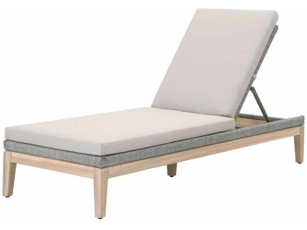 Essentials For Living 6823.PLA/SGRY/GT  Loom Outdoor Chaise Lounge in Platinum Rope Performance Smoke Gray Gray Teak