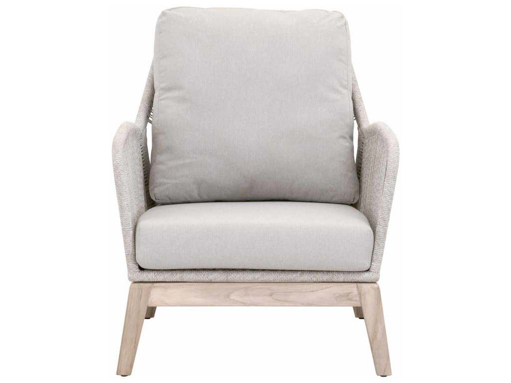 Essentials for Living 6817.WTA/PUM/GT Loom Outdoor Club Chair in Taupe and White Flat Rope Performance Pumice Gray Teak Essentials for Living 6817.WTA/PUM/GT Loom Outdoor Club Chair in Taupe and White Flat Rope Performance Pumice Gray Teak