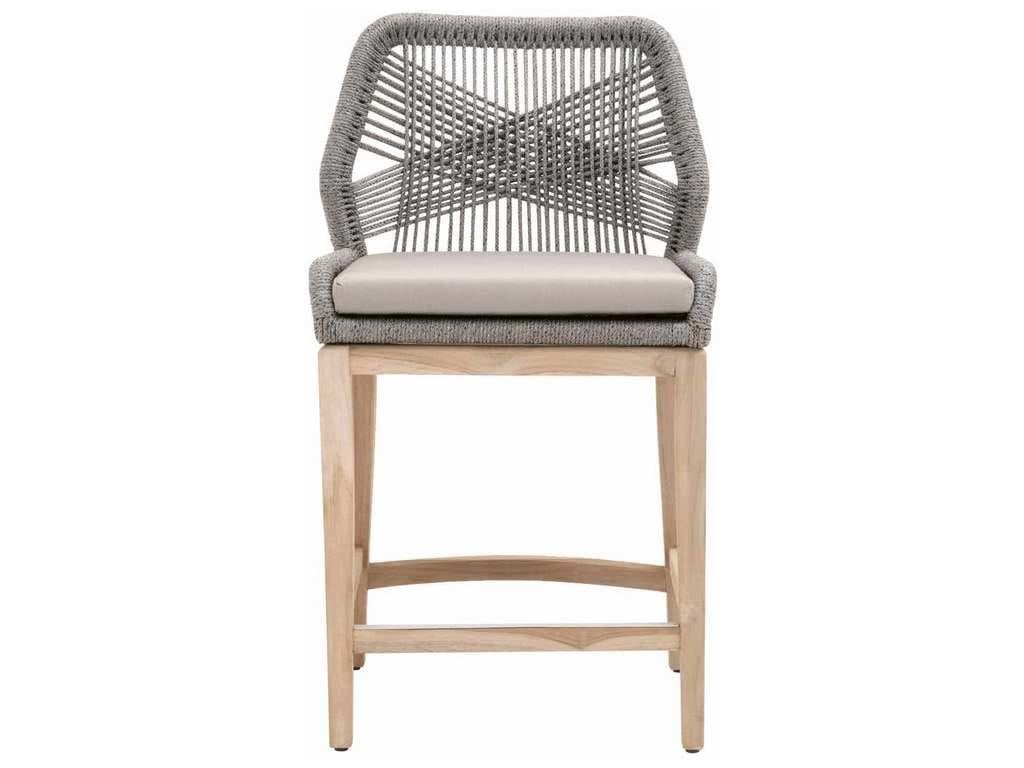 Essentials for Living 6808CS.PLA-R/SG/GT  Loom Outdoor Counter Stool in Platinum Rope Performance Smoke Gray Gray Teak