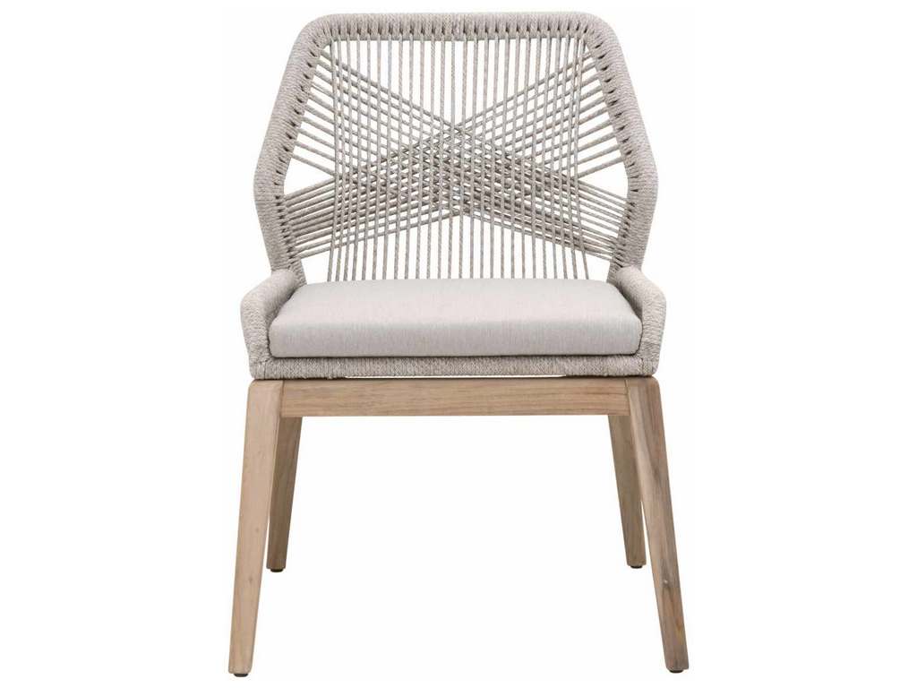 Essentials for Living 6808KD.WTA/PUM/GT Loom Outdoor Dining Chair in Taupe and White Flat Rope Performance Pumice Gray Teak Essentials for Living 6808KD.WTA/PUM/GT Loom Outdoor Dining Chair in Taupe and White Flat Rope Performance Pumice Gray Teak