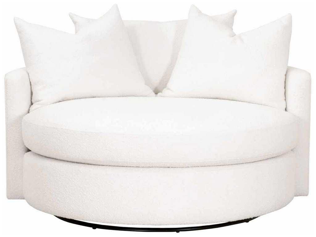 Essentials for Living 6644.BOU-SNO  Lourne Grand Swivel Sofa Chair in Performance Boucle Snow