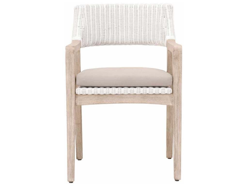 Essentials for Living 6810.WTR/LGRY/NG  Lucia Arm Chair in White Rattan Light Gray Natural Gray Mahogany
