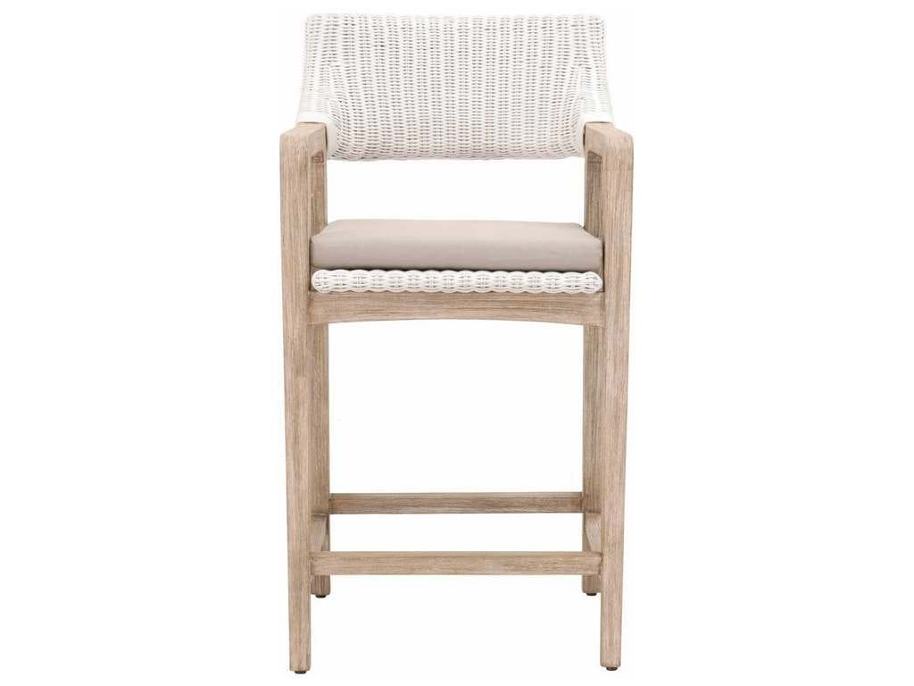 Essentials for Living 6810CS.WTR/LGRY/NG  Lucia Counter Stool in White Rattan Light Gray Natural Gray Mahogany