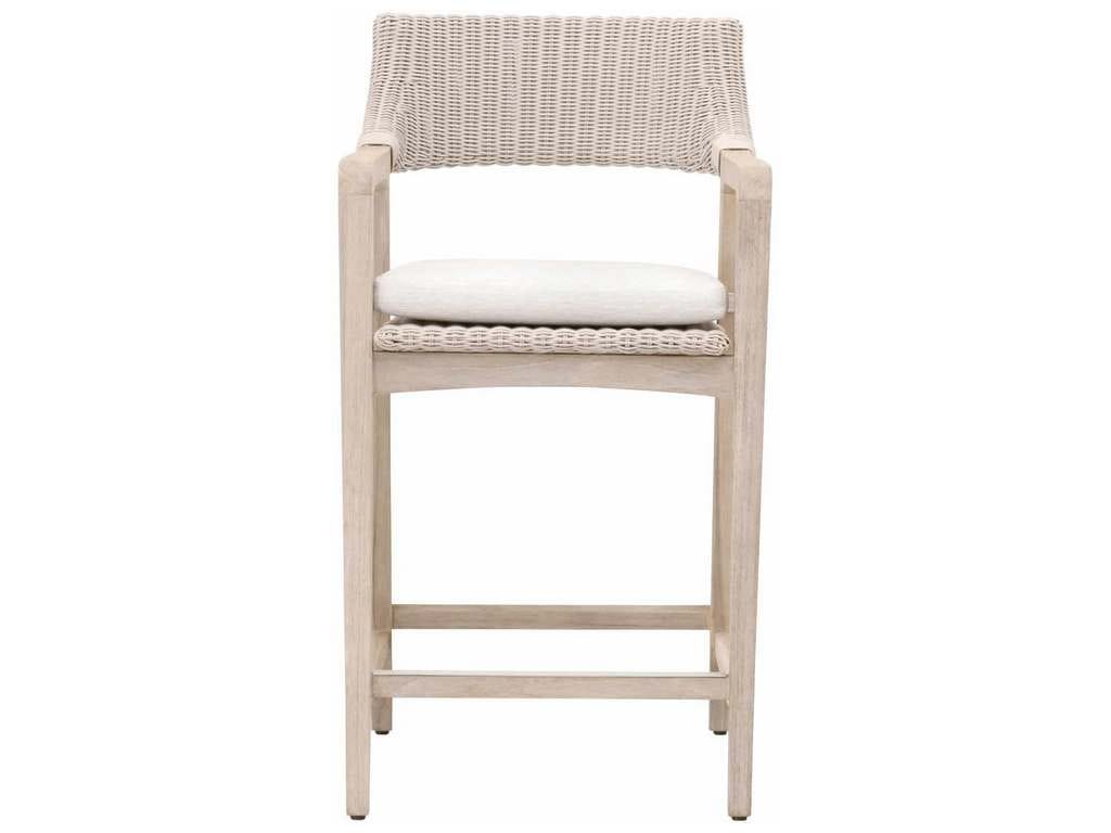 Essentials for Living 6810CS.PW/WHT/GT  Lucia Outdoor Counter Stool in Pure White Synthetic Performance White Speckle Gray Teak