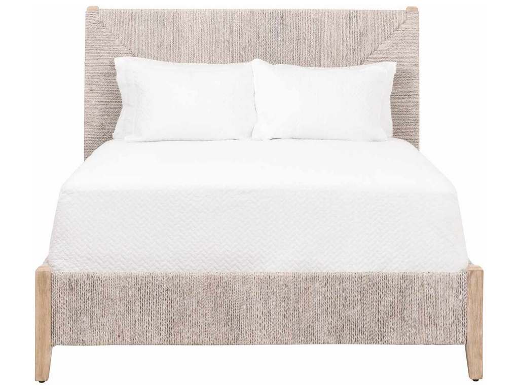 Essentials for Living 6895-3.WWA/NG Malay Standard King Bed in White Wash Abaca Rope Natural Gray Mahogany