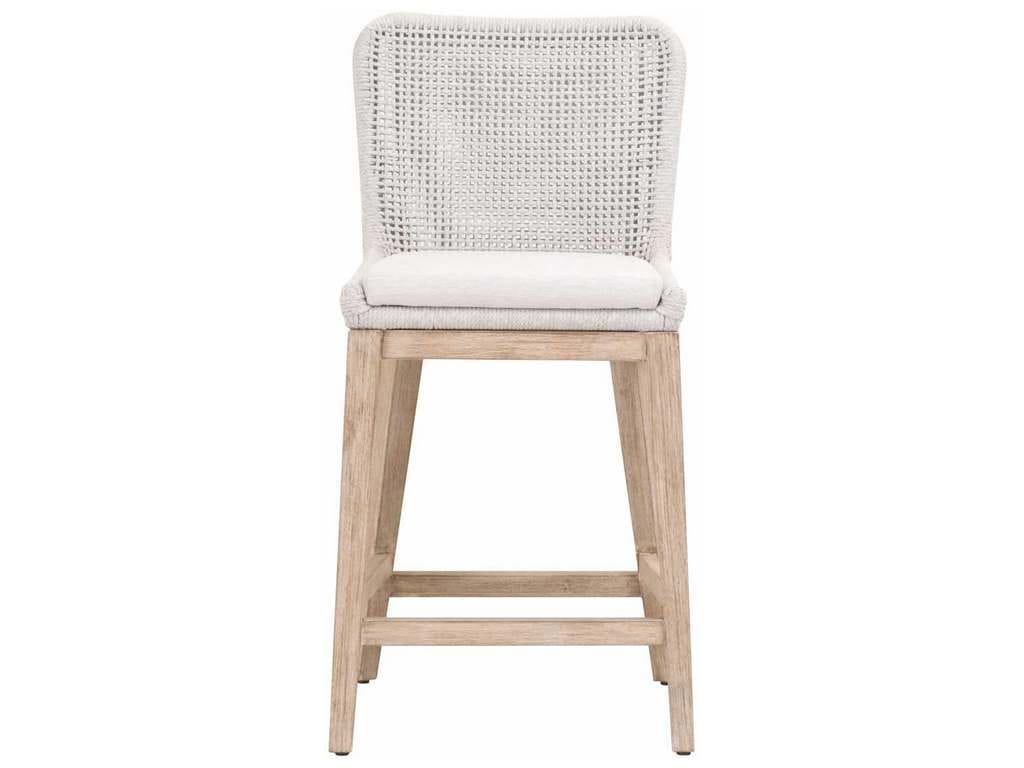 Essentials for Living 6853CS.WHT/WHT/NG  Mesh Counter Stool in White Speckle Flat Rope Performance White Speckle Natural Gray Mahogany