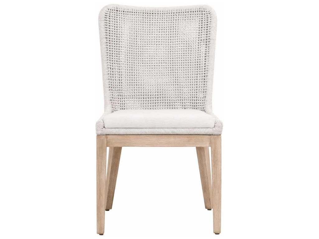 Essentials for Living 6854.WHT/WHT/NG  Mesh Dining Chair in White Speckle Flat Rope Performance White Speckle Natural Gray Mahogany