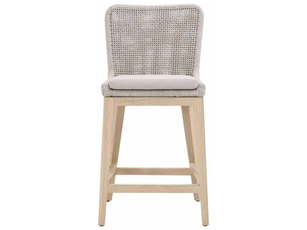 Essentials for Living 6853CS.WTA/PUM/GT  Mesh Outdoor Counter Stool in Taupe and White Flat Rope Gray Teak Performance Pumice