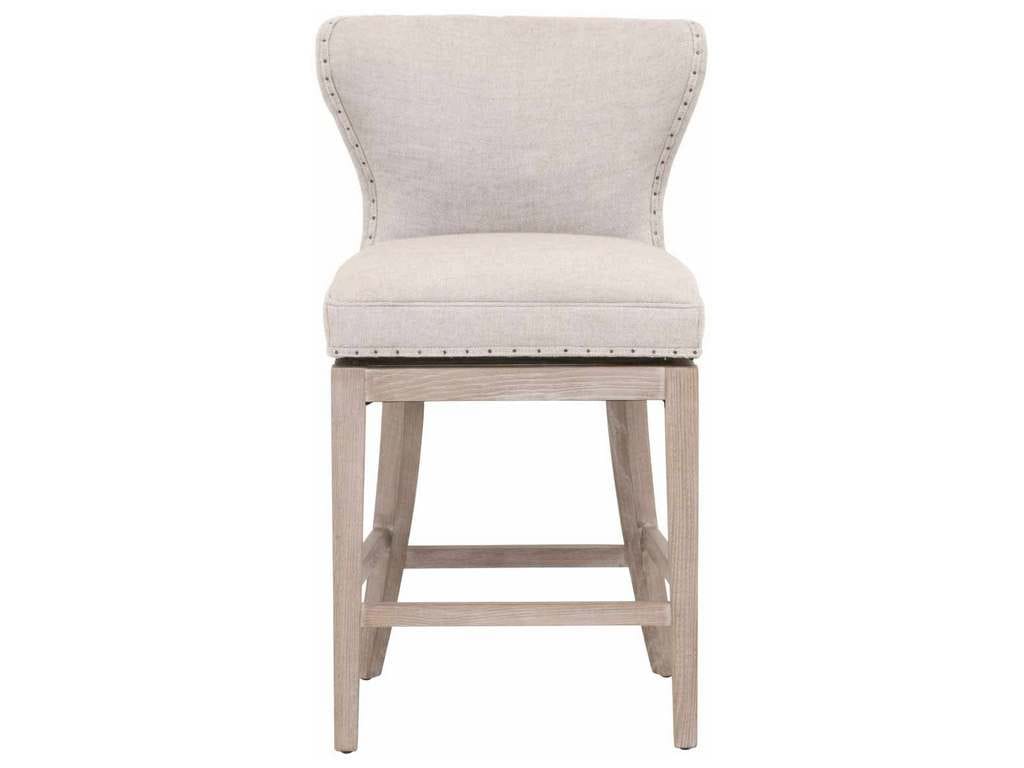 Essentials For Living 6421-CSUP.BIS-BT/NG  Milton Swivel Counter Stool in Performance Bisque French Linen Natural Gray Ash