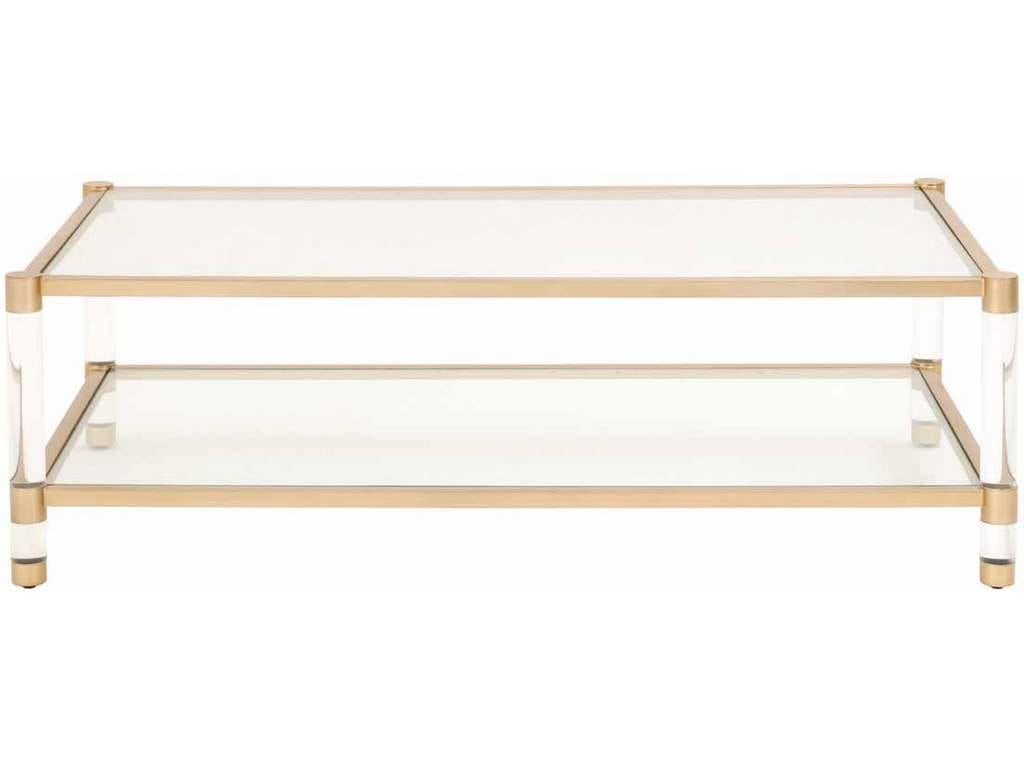 Essentials for Living 6073.BBRS/CLR  Nouveau Coffee Table in Brushed Brass Lucite Clear Glass