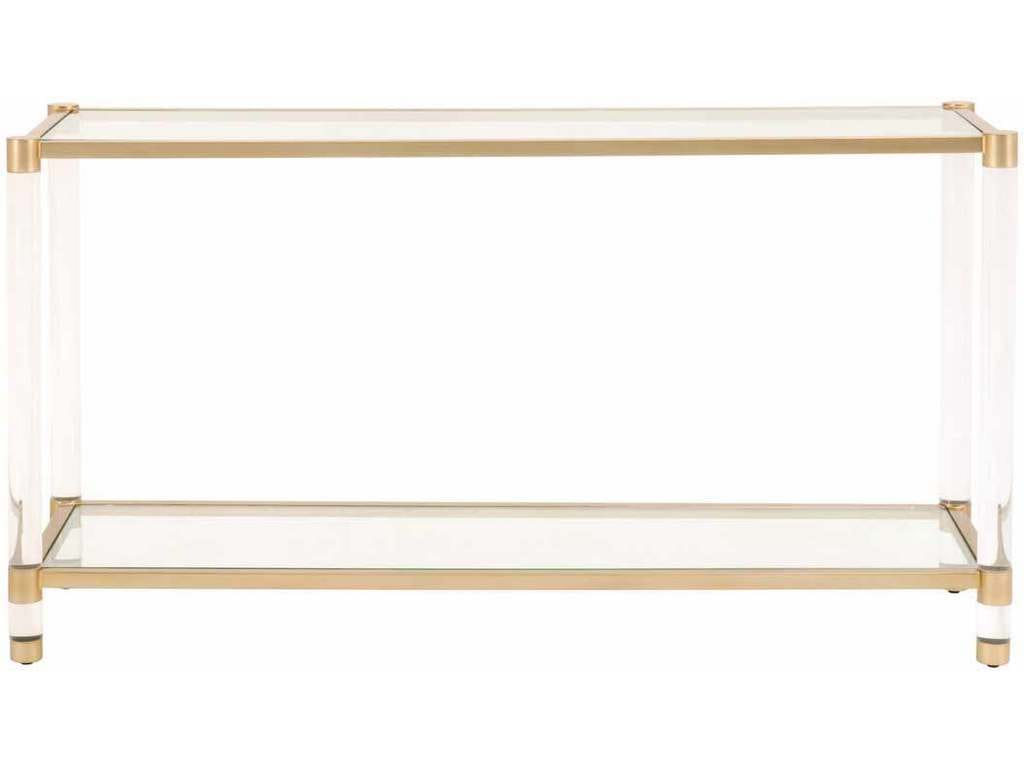 Essentials for Living 6075.BBRS/CLR  Nouveau Console Table in Brushed Brass Lucite Clear Glass