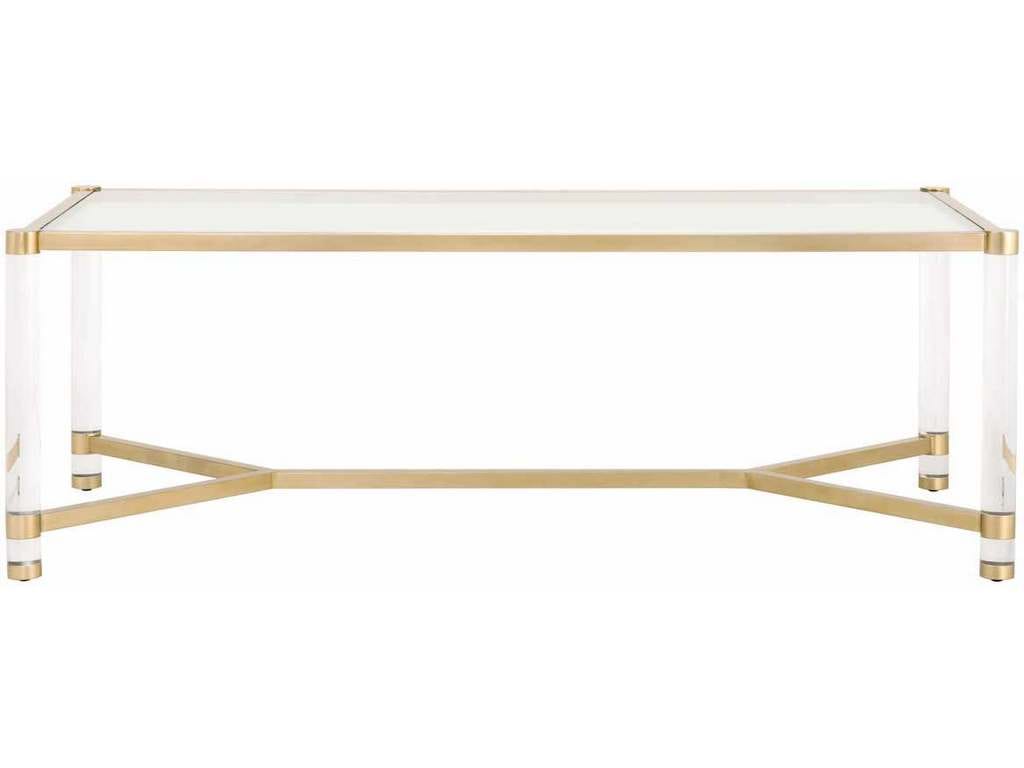 Essentials For Living 6081.BBRS/CLR  Nouveau Dining Table in Brushed Brass Lucite Clear Glass