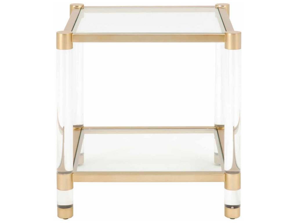 Essentials For Living 6074.BBRS/CLR  Nouveau End Table in Brushed Brass Lucite Clear Glass