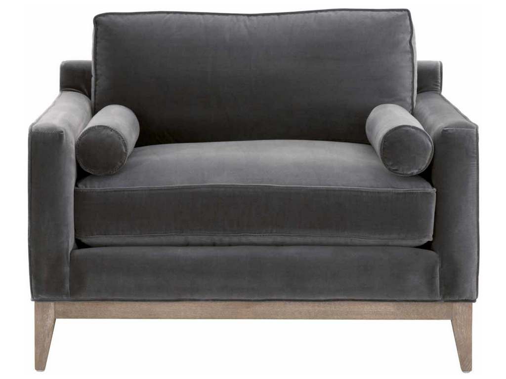 Essentials For Living 6602-1.DDOV/NG Parker Post Modern Sofa Chair in Dark Dove Velvet Natural Gray Oak