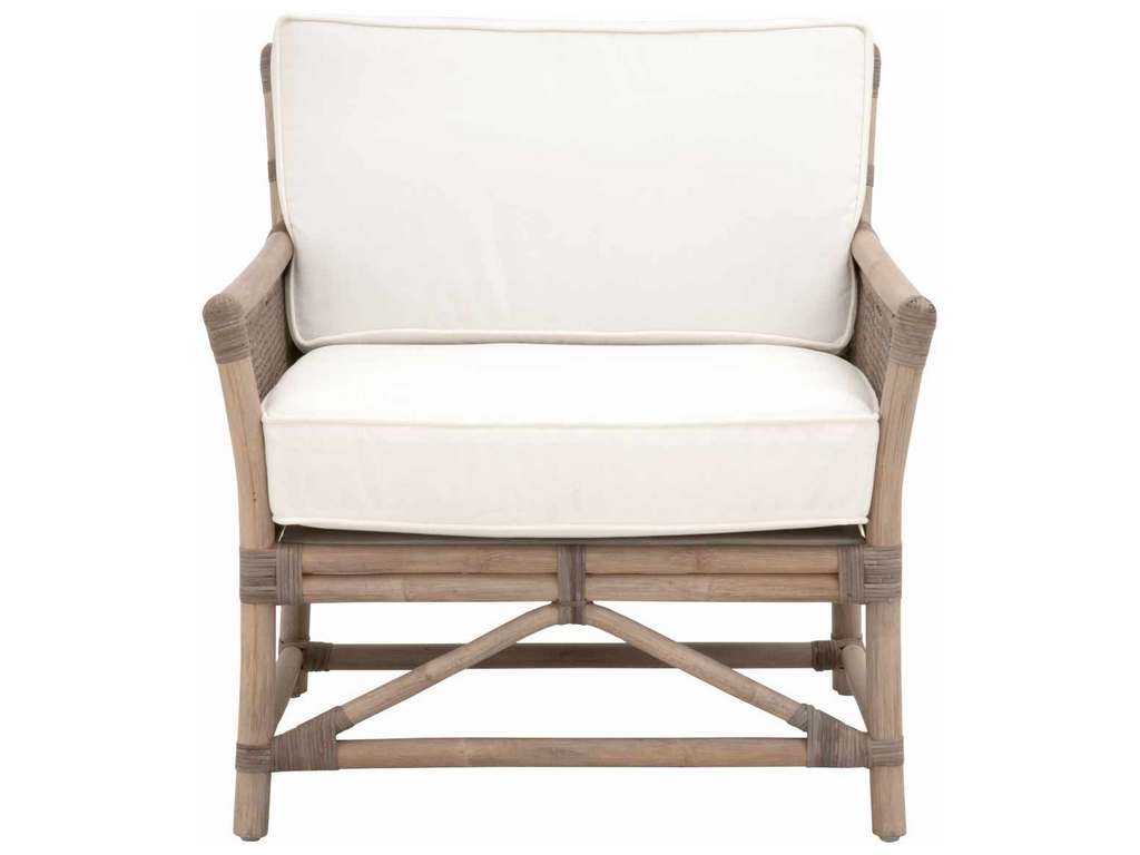 Essentials for Living 3650.MG-MG/BLCH  Shore Club Chair in Matte Gray Rattan Blanche Matte Gray Binding
