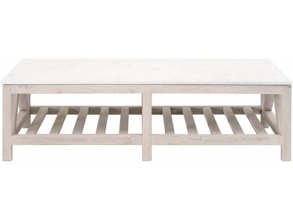 Essentials For Living 8019.WW-PNE/WHTQ  Spruce Coffee Table in White Wash Pine White Quartz