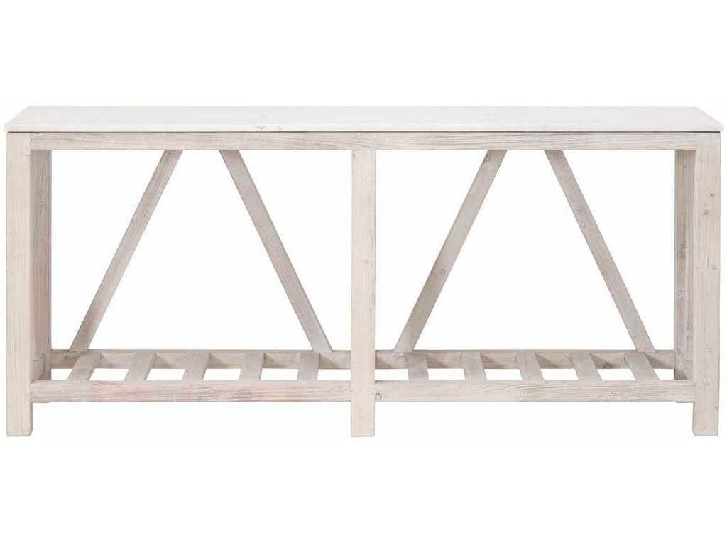 Essentials For Living 8021.WW-PNE/WHTQ  Spruce Console Table in White Wash Pine White Quartz