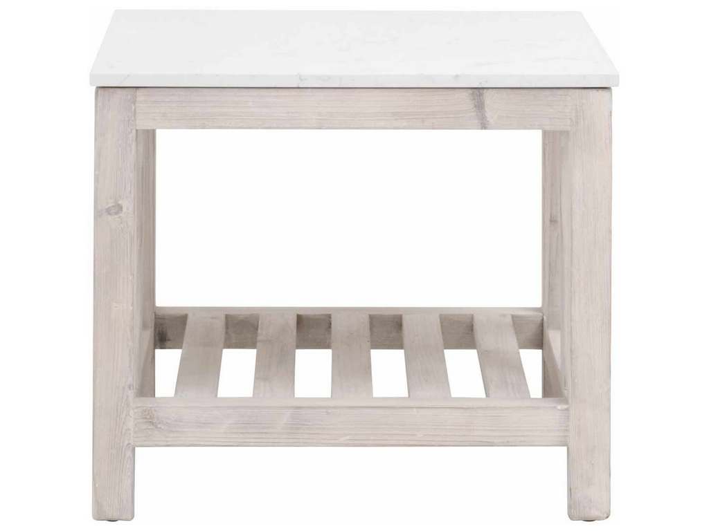 Essentials For Living 8020.WW-PNE/WHTQ  Spruce End Table in White Wash Pine White Quartz