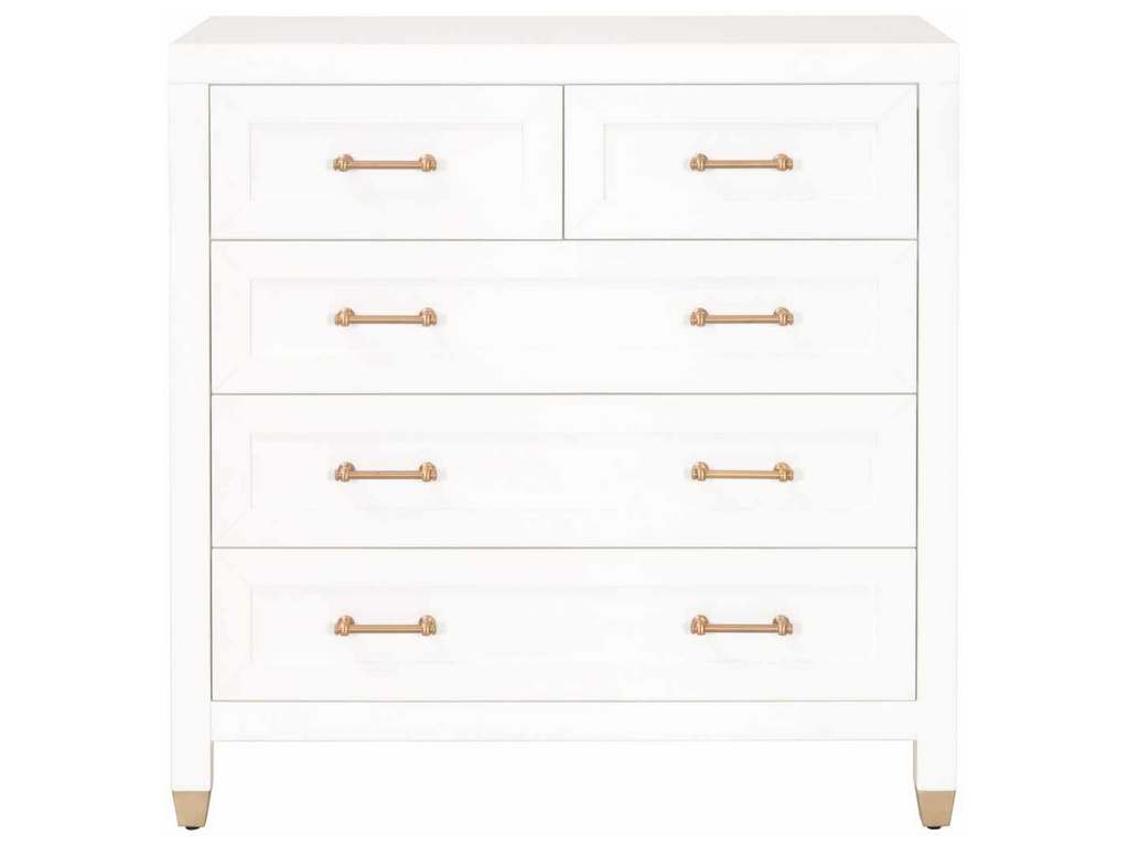 Essentials For Living 6135.WHT/BBRS Stella 5 Drawer High Chest in Matte White Essentials For Living 6135.WHT/BBRS Stella 5 Drawer High Chest in Matte White