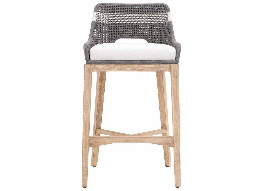Essentials For Living 6850BS.DOV/WHT/NG  Tapestry Barstool in Dove Flat Rope White Speckle Stripe Performance White Speckle Natural Gray Mahogany