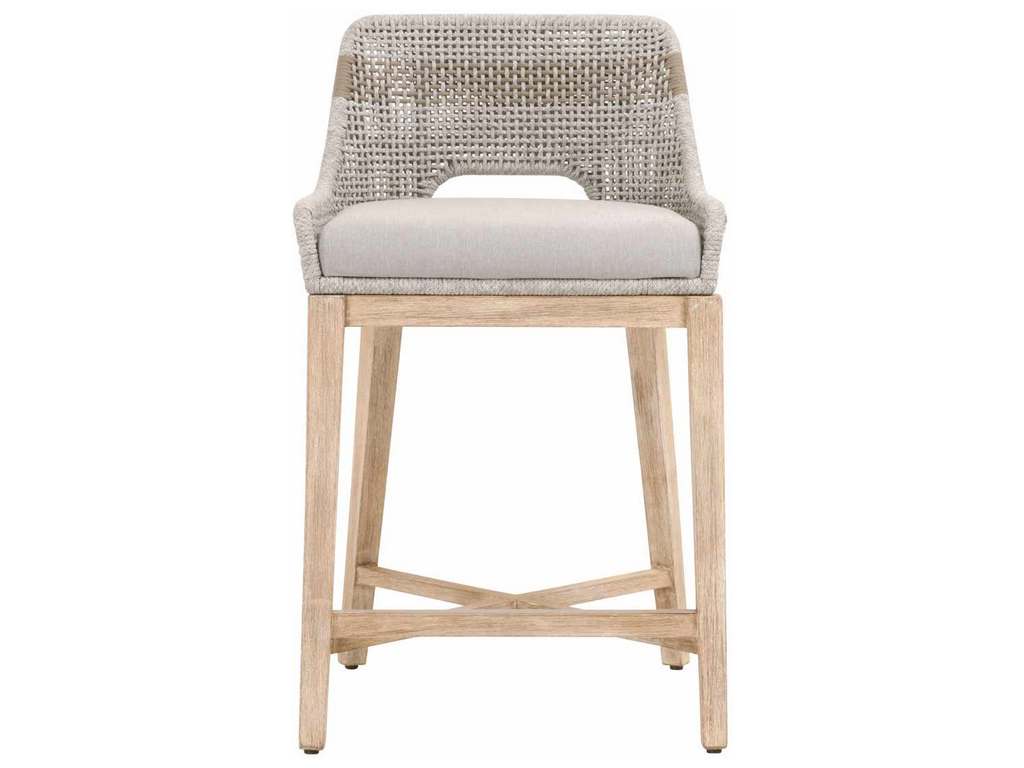 Essentials For Living 6850CS.WTA/PUM/NG  Tapestry Counter Stool in Taupe and White Flat Rope Taupe Stripe Performance Pumice Natural Gray Mahogany