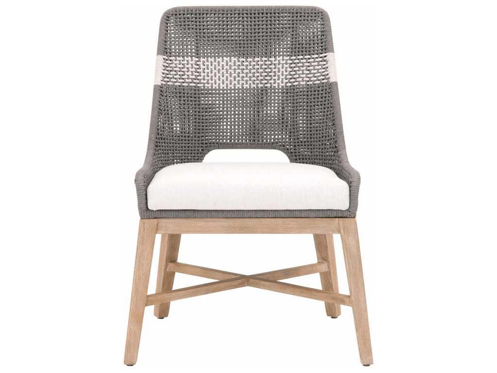 Essentials For Living 6850.DOV/WHT/NG  Tapestry Dining Chair in Dove Flat Rope White Speckle Stripe Performance White Speckle Natural Gray Mahogany