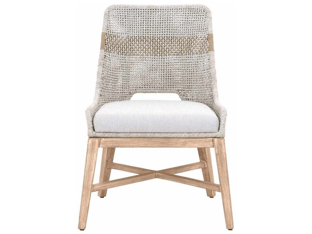 Essentials For Living 6850.WTA/PUM/NG  Tapestry Dining Chair in Taupe and White Flat Rope Taupe Stripe Performance Pumice Natural Gray Mahogany