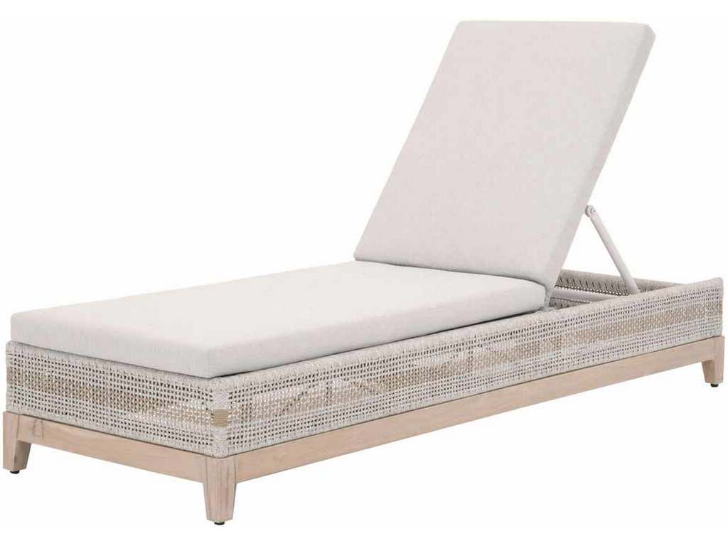 Essentials for Living 6845.WTA/PUM/GT  Tapestry Outdoor Chaise Lounge in Taupe and White Flat Rope Taupe Stripe Performance Pumice Gray Teak