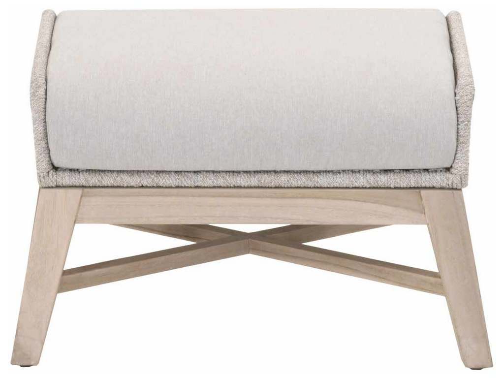 Essentials For Living 6851FS.WTA/PUM/GT  Tapestry Outdoor Footstool in Taupe and White Flat Rope Performance Pumice Gray Teak