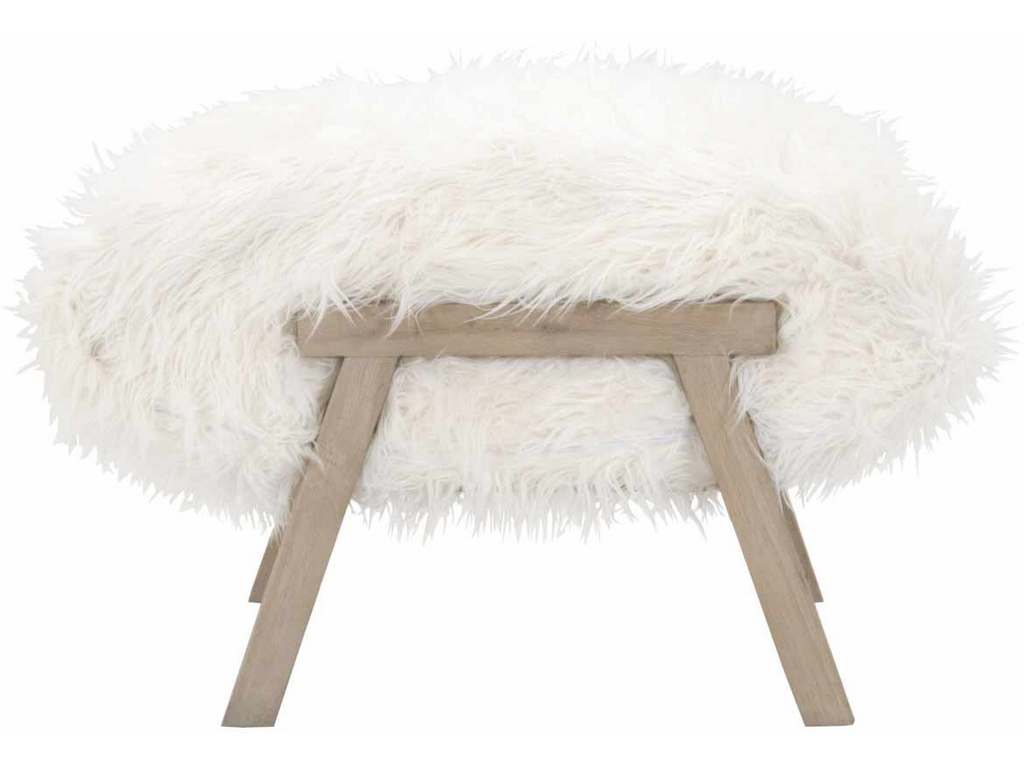 Essentials For Living 8036.SGRY-OAK/WHT  Tibet Ottoman in White Fur Smoke Gray Oak
