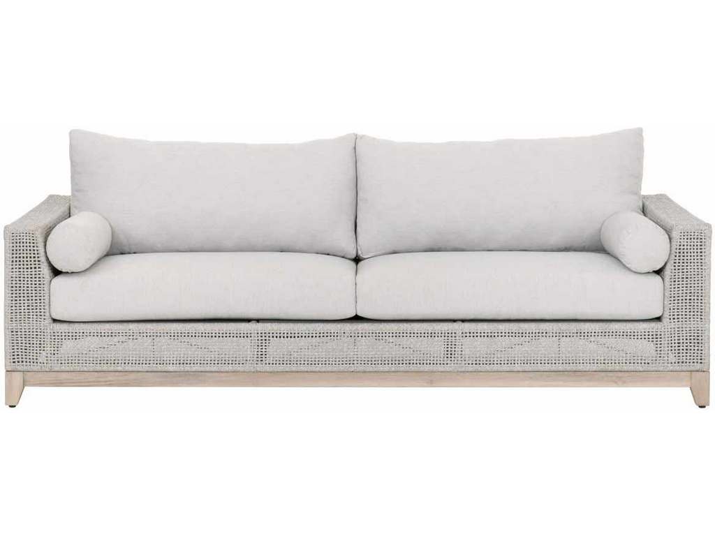 Essentials for Living 6843.WTA/PUM/GT  Tropez Outdoor 90 inch Sofa in Taupe and White Flat Rope