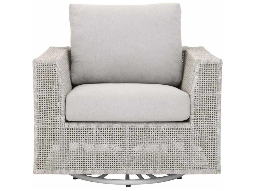 Essentials For Living 6843-1SRCK.WTA/PUM Tropez Outdoor Swivel Rocker Chair in Taupe and White Flat Rope Performance Pumice Essentials For Living 6843-1SRCK.WTA/PUM Tropez Outdoor Swivel Rocker Chair in Taupe and White Flat Rope Performance Pumice