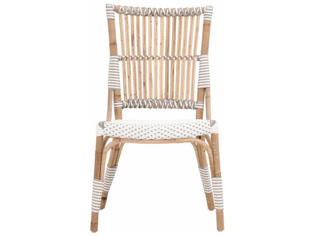 Essentials For Living 4111.WHT-STO/NAT  Tulum Dining Chair in White and Stone Synthetic Natural Rattan