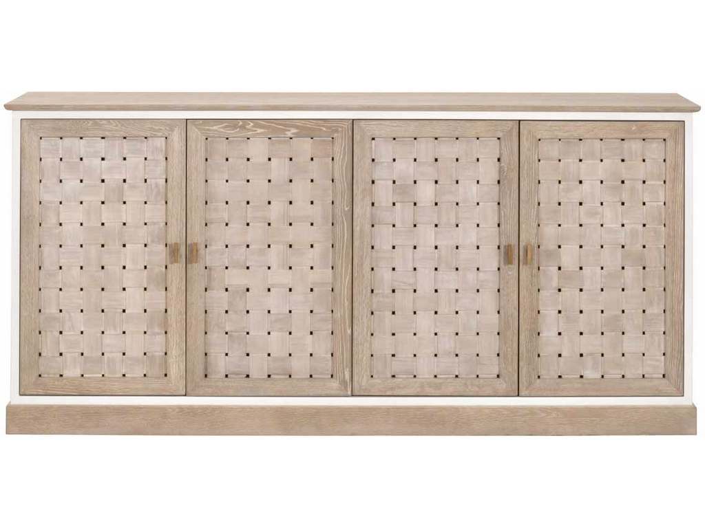 Essentials for Living 8082.SGRY-OAK/WPO  Weave Media Sideboard in Smoke Gray Oak White Painted Oak