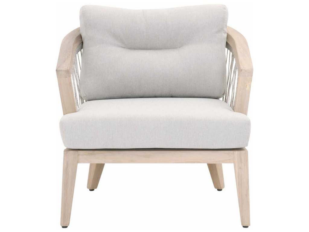 Essentials For Living 6821.WTA/PUM/GT Web Outdoor Club Chair in Taupe and White Flat Rope Performance Pumice Gray Teak Essentials For Living 6821.WTA/PUM/GT Web Outdoor Club Chair in Taupe and White Flat Rope Performance Pumice Gray Teak