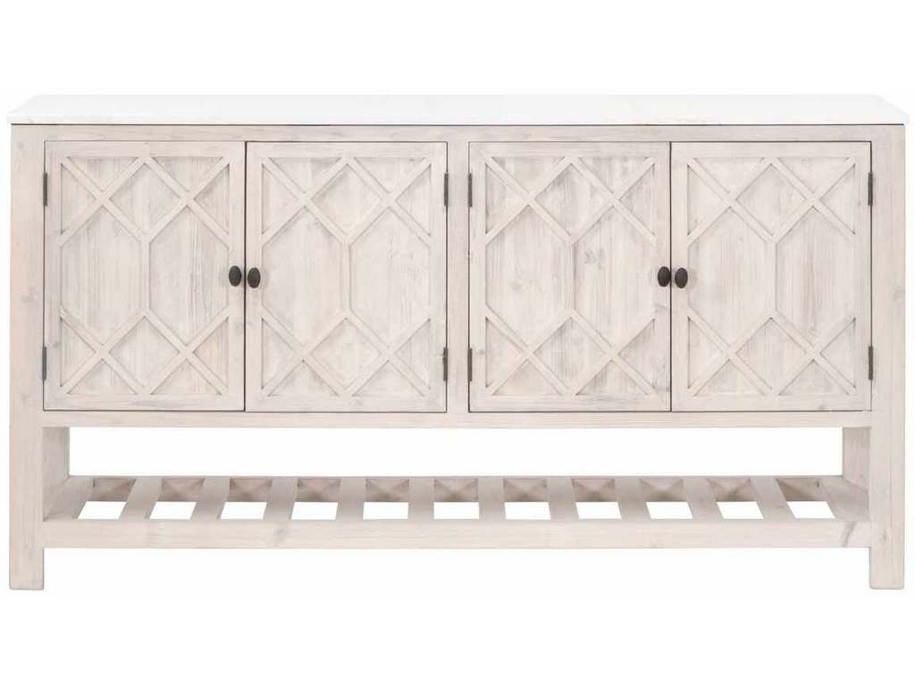 Essentials For Living 8018.WW-PNE/WHTQ  Willow Media Sideboard in White Wash Pine White Quartz