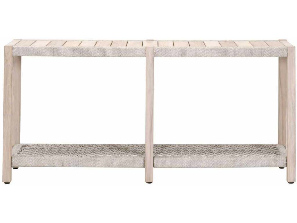 Essentials for Living 6873.WTA/GT  Wrap Outdoor Console Table in Taupe and White Flat Rope Gray Teak