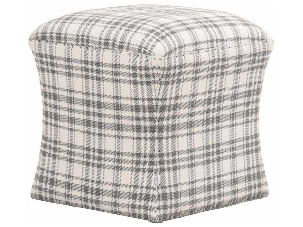 Essentials For Living 6435.TCH-BT  York Ottoman in Performance Tartan Charcoal