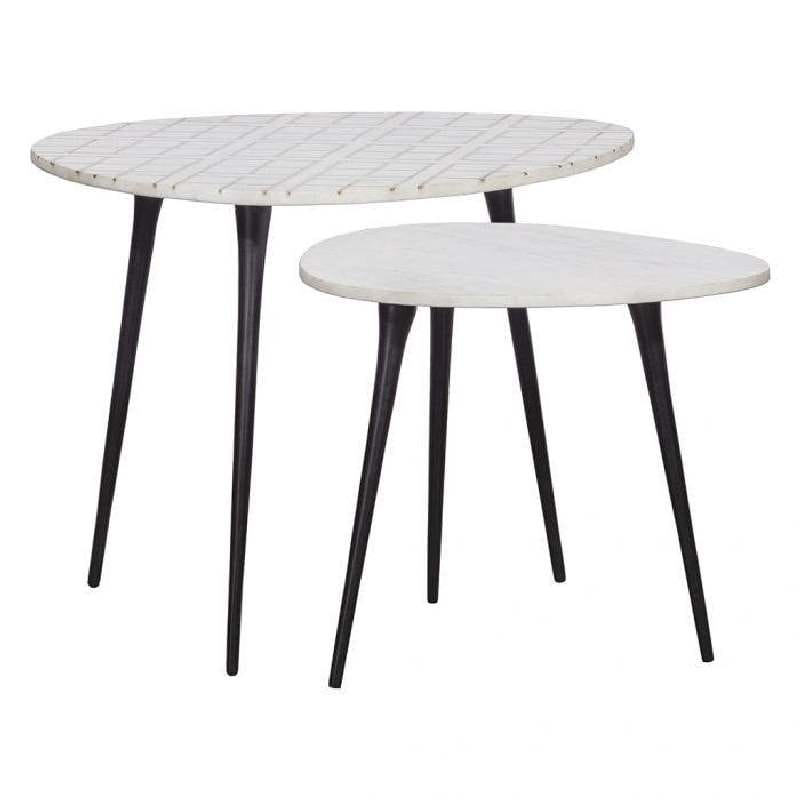 Fairfield 8147-NS Soulful Textures Marble Inlay Nesting End Table