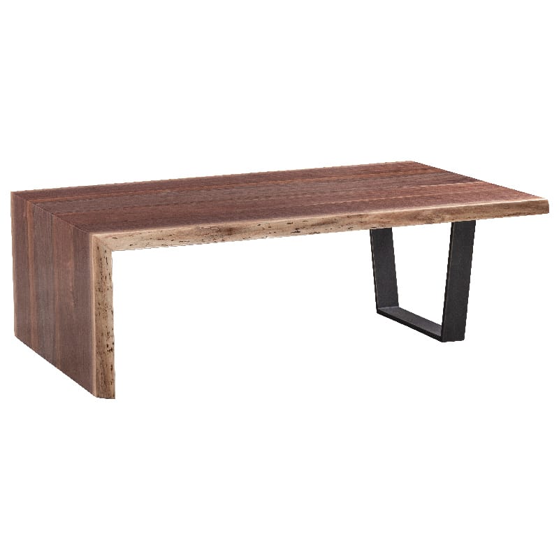 Fairfield T-CW54-wc Live Edge Crotch Walnut Waterfall Cocktail Table With Trapezoid Base