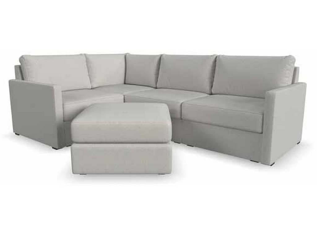 Flexsteel 90224NSEC931301 Flex 4 Seat Sectional with Narrow Arm and Ottoman Frost