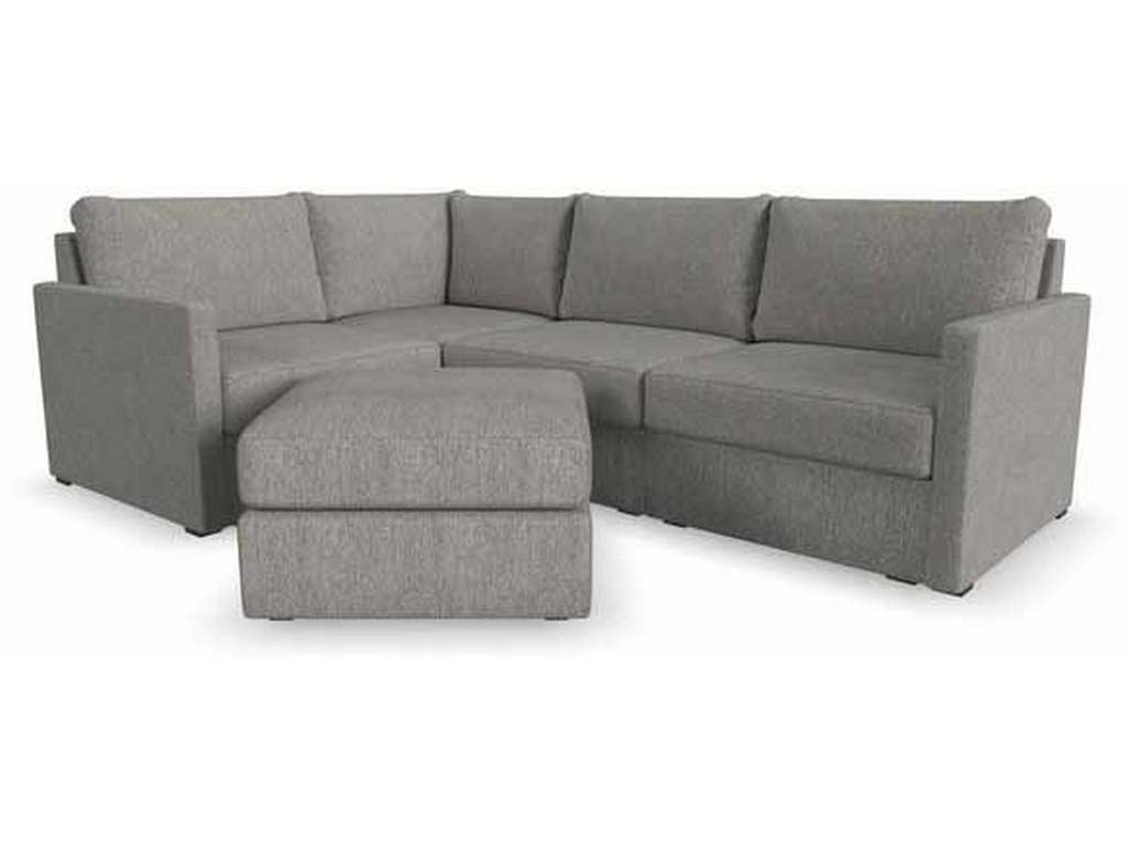 Flexsteel 90224NSEC931302 Flex 4 Seat Sectional with Narrow Arm and Ottoman Pebble