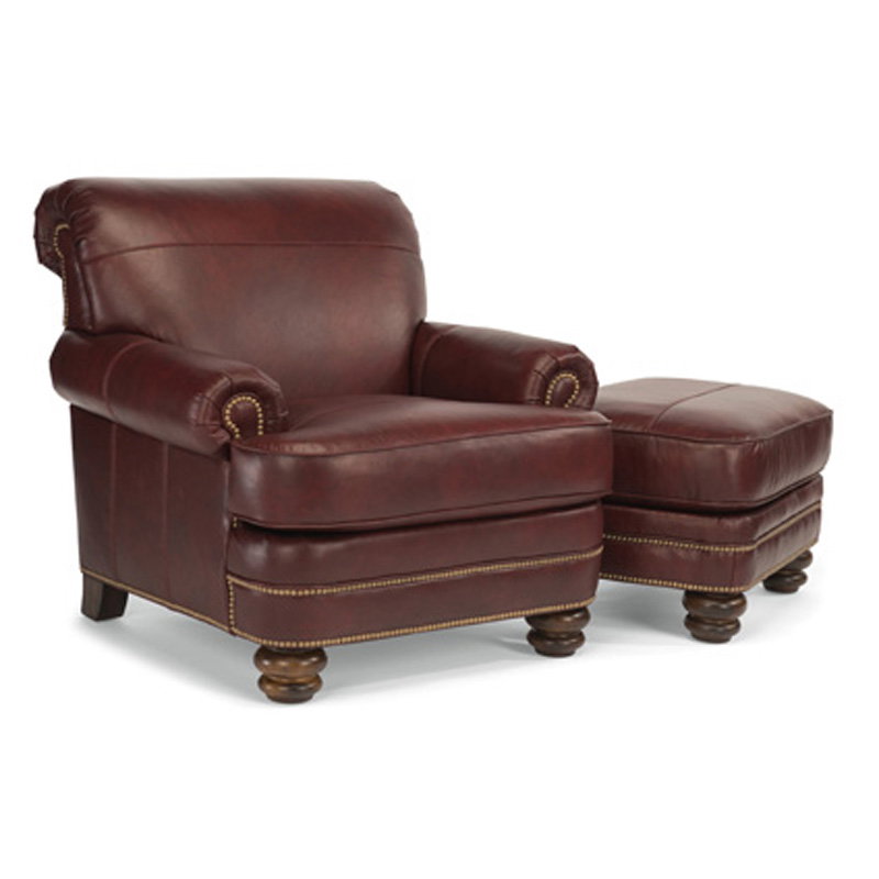 Flexsteel B3791-10-08 Bay Bridge Leather Chair and Ottoman