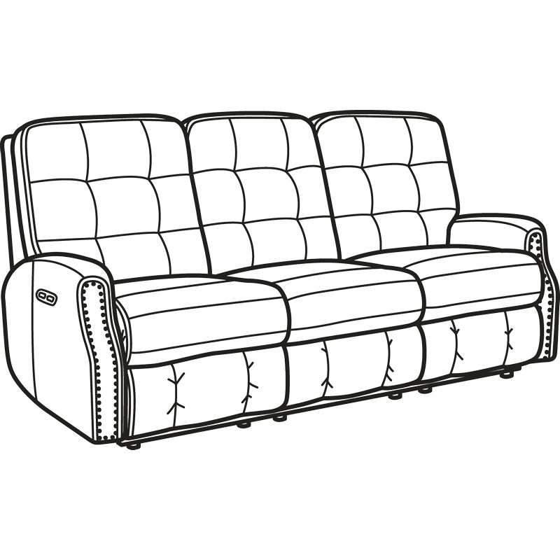 Flexsteel 3881-62H Devon Leather Power Reclining Sofa with Power Headrests and Nailhead Trim